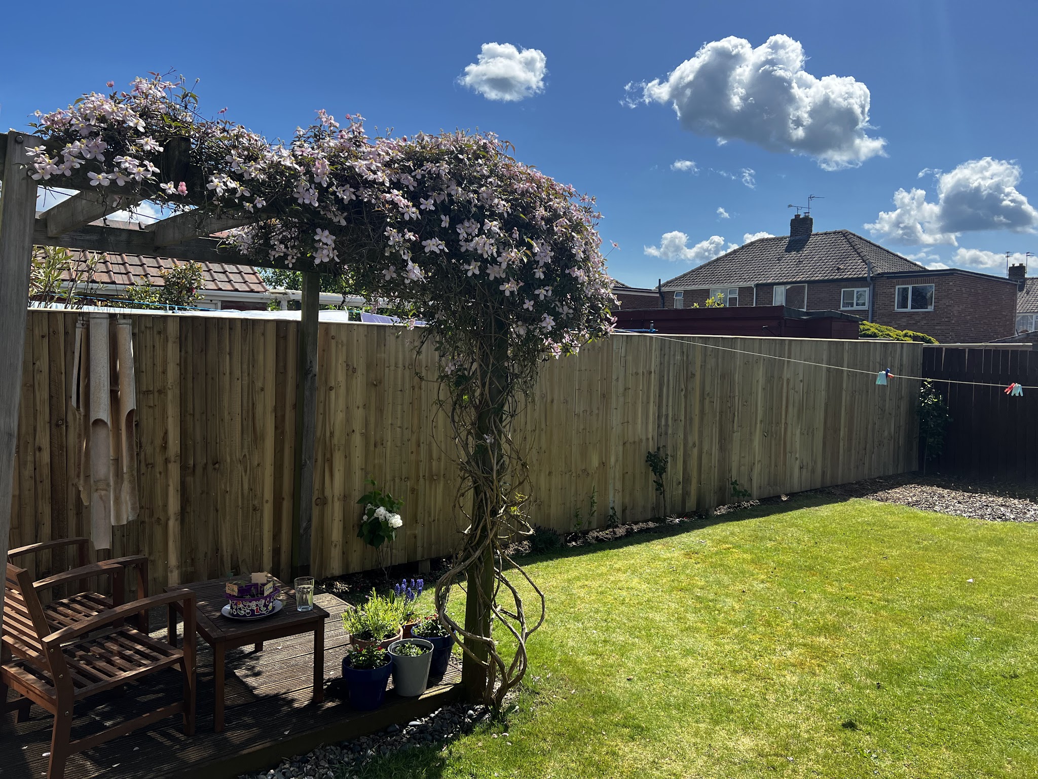 A closeboard fence and pergola finishing off a back garden